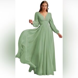 NWT Sage Green Chiffon Bridesmaid Dress Sz 10